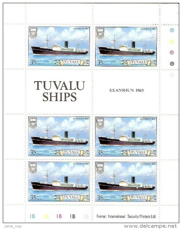 Tuvalu 1984 Ship 35c Anshun Sheetlet MNH - Tuvalu