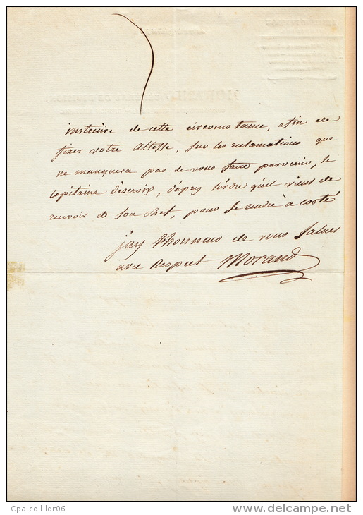 (Corse - 1806). MORAND (J), Général De La Révolution Et De L'Empire (1757- 1813). L.ettre Autographe Signée Au Ministre - Autres & Non Classés