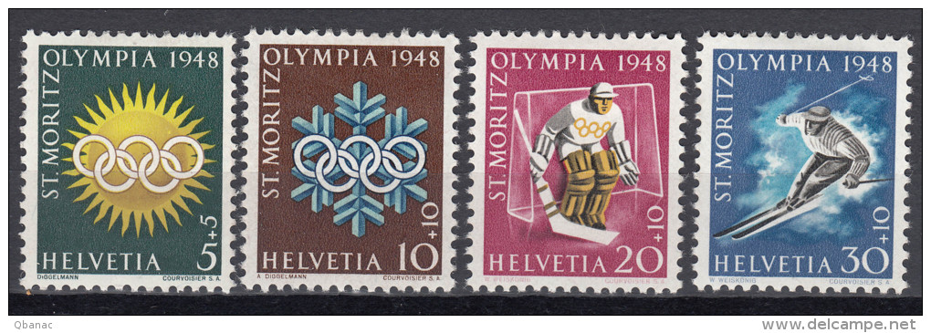 Switzerland 1948 Winter Olympic Games Mi#492-495 Mint Hinged - Nuevos