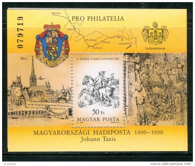 HUNGARY-1990.Souvenir Sheet - Pro Philatelia-500th Anniversary Of Thurn Und Taxis Postal System MNH! - Unused Stamps