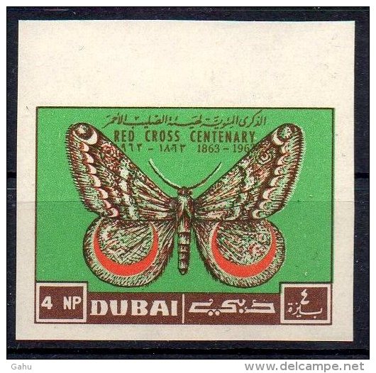 Dubai ;1963   ; N°Y : 21   ;  N ** , Non Dent.   , ; " Papillon " ; Cote Y:      E. - Dubai