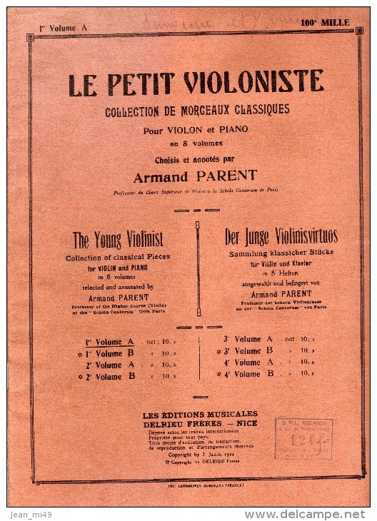 PARTITIONS - LIVRE PARTITIONS LE PETIT VIOLONISTE Pour Violon Et Piano - 18 PAGES - éditions Musicales Delrieu Frères NI - Scores & Partitions