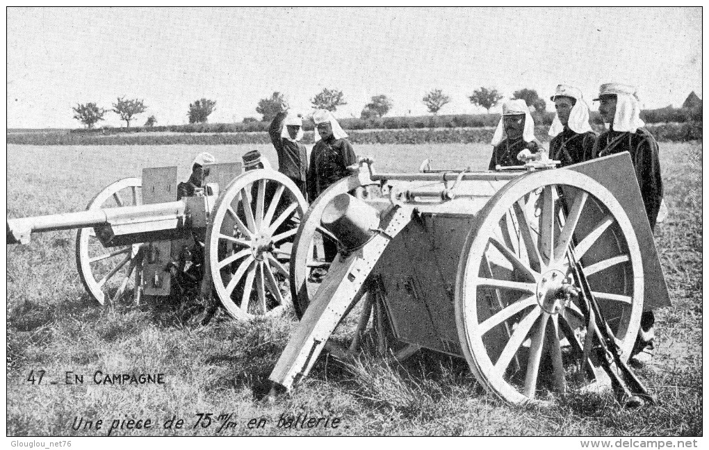 EN CAMPAGNE...UNE PIECE DE 75 EN BATTERIE.....CPA ANIMEE OFFERTE PAR CHOCOLAT DE L´EURE (MENILLES) - Personnages