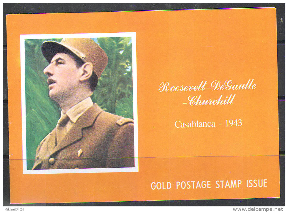 M0913 Roosevelt De Gaulle Churchill WWII War GOLD Golden 1970 Manama 2v Bklt MNH ** Imperf Imp 52ME - Sir Winston Churchill