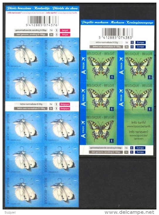 Belgium**BUTTERFLIES-2 Booklets@10vals-Cabbage White+Swallowtail-2012-Mariposas-Papillons-Schmetterling - Other & Unclassified