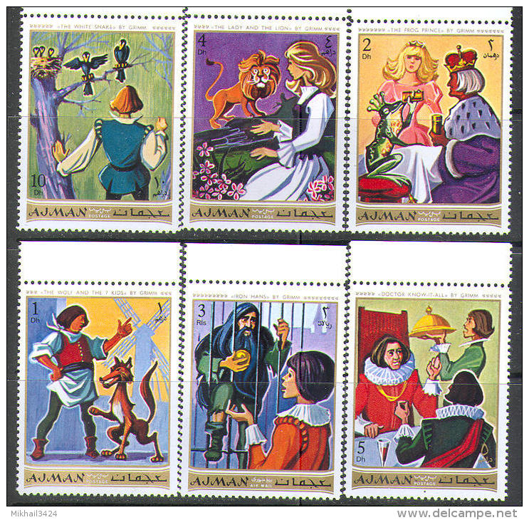 M1020 Grimm Fairy Tales 1971 Ajman 6+S/s MNH ** 11ME - Fairy Tales, Popular Stories & Legends