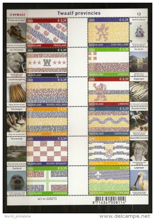 Pays-Bas Nederland 2002 N° BF 75 ** Provinces, Patin à Glace, Météo, Pelleboer, Anguille, Phoque, Asperges, Spatule - Unused Stamps