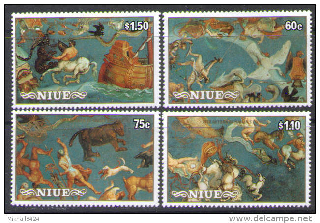 M0997 Space Astronomy Comete Halley 1986 Niue 4v Set MNH ** 5,5ME - Oceania