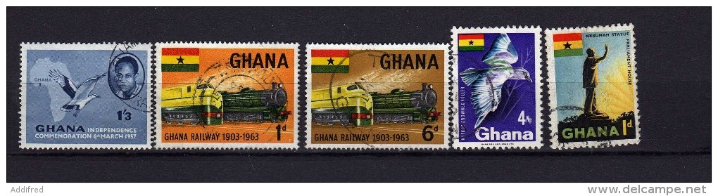 5 Timbres Du Ghana Oblitérés - Ghana (1957-...)