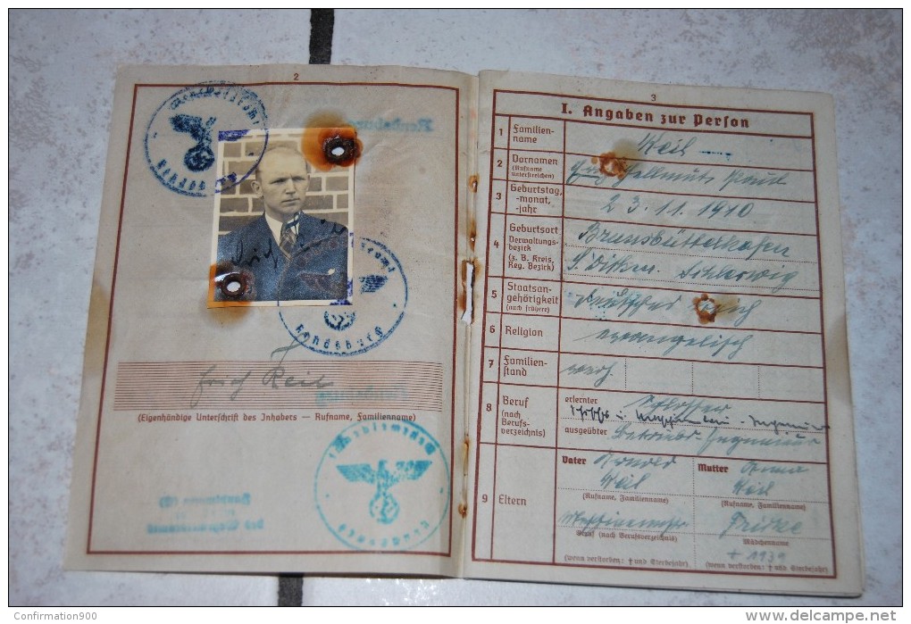 Rare Passeport  Allemande 1938 Complet  Avec Photo 52 Pages - Documents