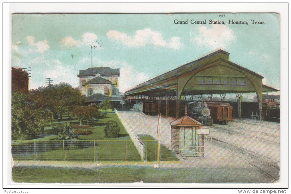 Grand Central Station Houston Texas 1911 Postcard - Houston