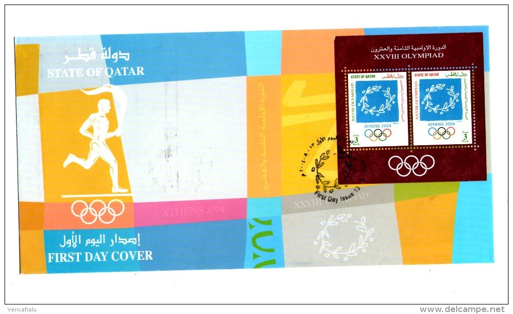 Qatar 2004 - Olympic Games In Athens, FDC With S/S - Summer 2004: Athens