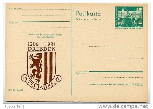 DDR P79-13-81 C148 Postkarte PRIVATER ZUDRUCK 775 Jahre Dresden 1981 - Privatpostkarten - Ungebraucht