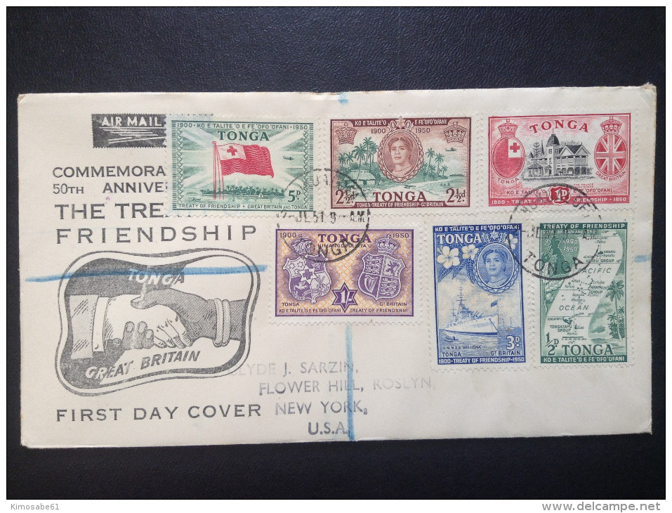 GB-Tonga, 1951 FDC - 50th Anniv. The Treaty Of Friendship - Tonga (...-1970)