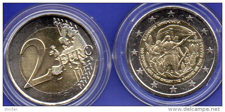 2 EURO Griechenland 2013 Stg. 7€ Edition 100 Jahre Beitritt Insel Kreta Zu Hellas Münze Im Stempelglanz Coin Card Greece - Grecia