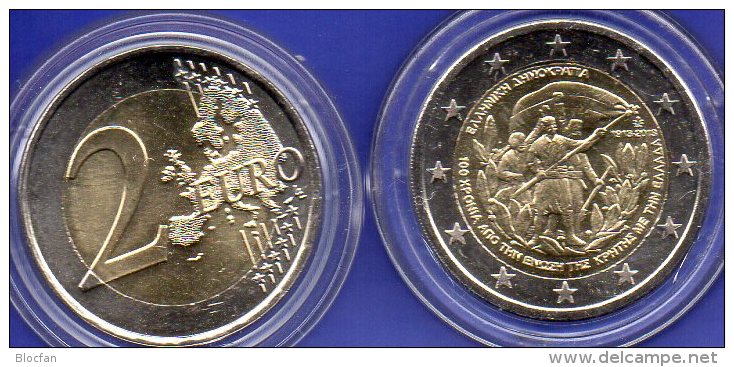 2 EURO Griechenland 2013 Stg. 7€ Edition 100 Jahre Beitritt Insel Kreta Zu Hellas Münze Im Stempelglanz Coin Card Greece - Grèce