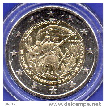 2 EURO Griechenland 2013 Stg. 7€ Edition 100 Jahre Beitritt Insel Kreta Zu Hellas Münze Im Stempelglanz Coin Card Greece - Griekenland
