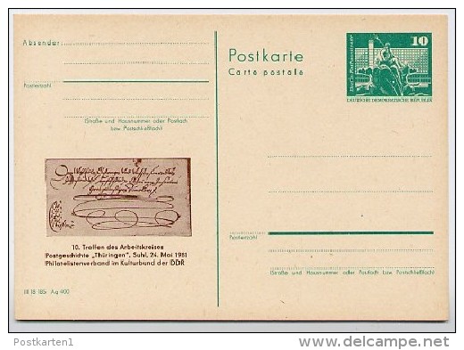 DDR P79-19-81 C152 Postkarte PRIVATER ZUDRUCK Postgeschichte Suhl 1981 - Privatpostkarten - Ungebraucht