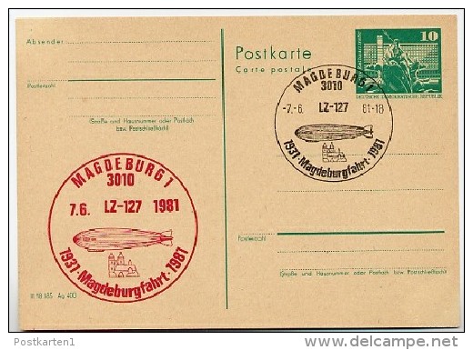 DDR P79-23-81 C155 Postkarte PRIVATER ZUDRUCK Zeppelinfahrt Magdeburg Sost. 1980 - Private Postcards - Used