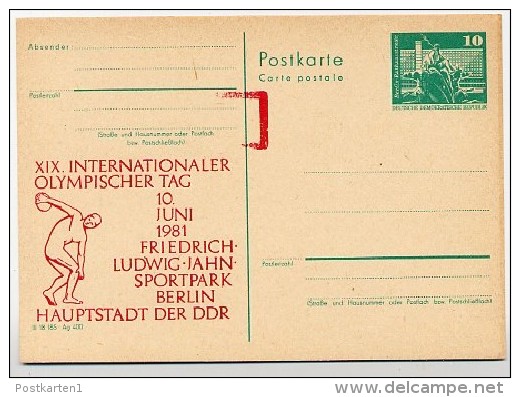 DDR P79-23-81 C156 Postkarte Zudruck FEHLDRUCK  Olympischer Tag Berlin 1981 - Private Postcards - Mint