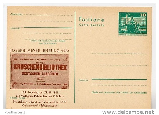 DDR P79-26-81 C159 Postkarte PRIVATER ZUDRUCK Joseph Meyer Hildburghausen 1981 - Postales Privados - Nuevos