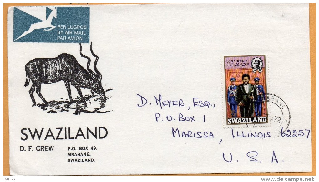 Swaziland Old Cover Mailed To USA - Swaziland (1968-...)