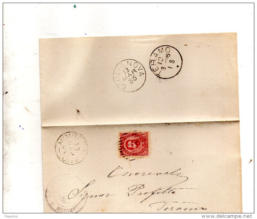 1883  LETTERA CON ANNULLO MONTEPAGANO TERAMO + GIULIANOVA - Storia Postale