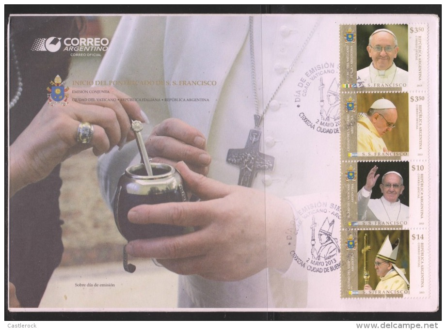 O) 2013 ARGENTINA, POPE FRANCISCO-JORGE MARIO BERGOGLIO, FDC XF. - FDC