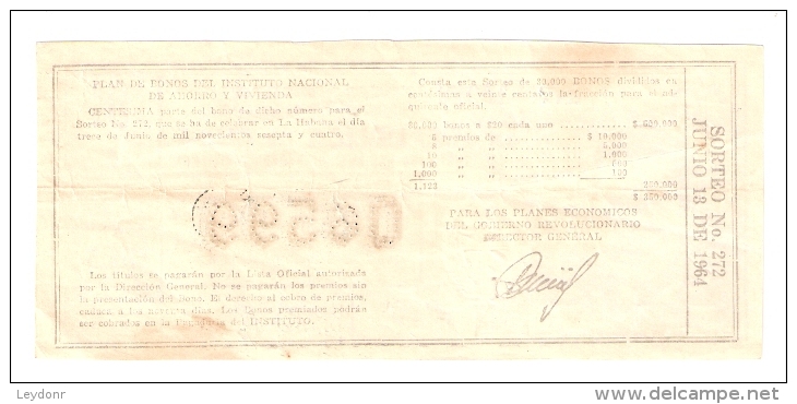 Republica De Cuba -  Saul Delgado Duarte 1964 - Lottery Ticket - Lottery Tickets