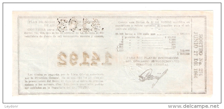 Republica De Cuba - Plaza Civica 1964 - Lottery Ticket - Lottery Tickets