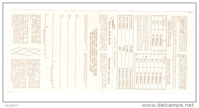 Super Loto Canada 1980 - Lottery Ticket - Lottery Tickets