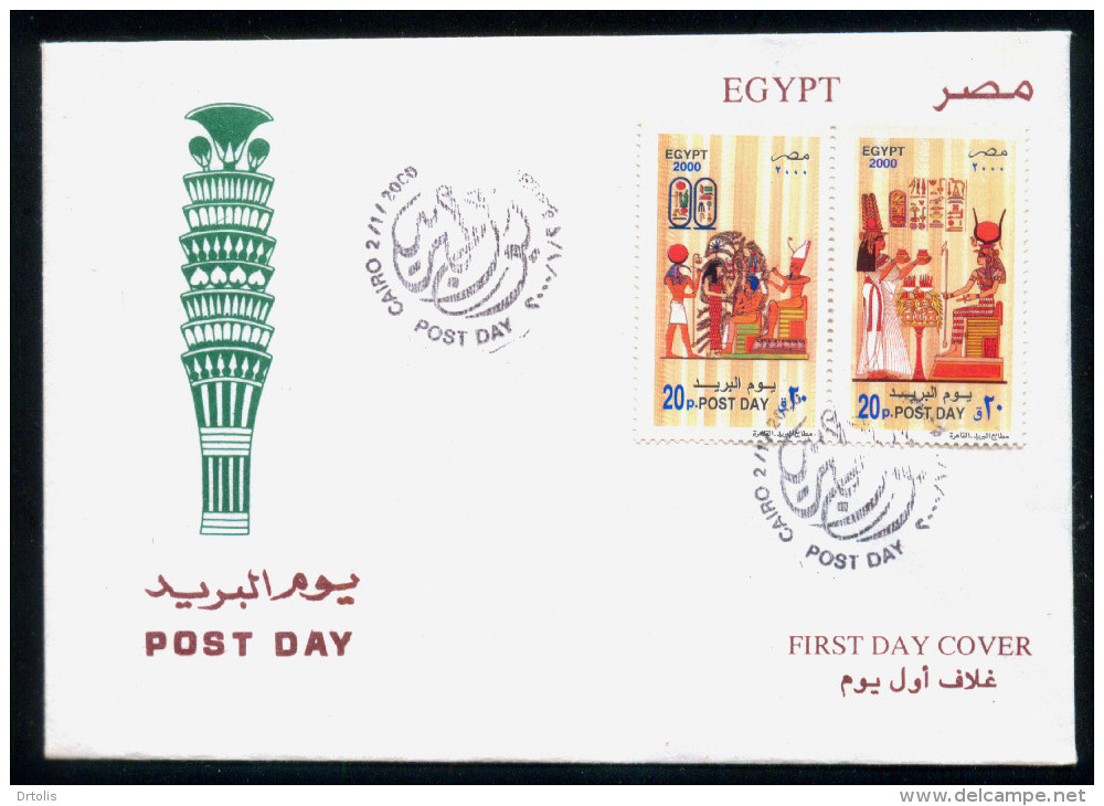 EGYPT / 2000 / POST DAY / THE QUEEN NEFERTARI / RAMESES II / CHARIOT / HORSE / 2FDCS - Cartas & Documentos