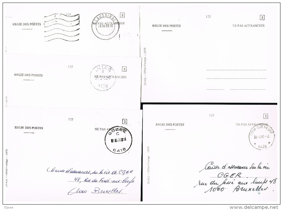 B009 - 5 Cartes 125 Françaises (1 Neuve, 4 Oblitérées) - Avis Changement Adresse