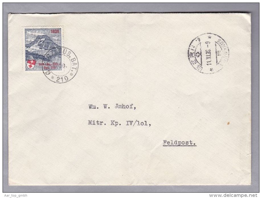 Schweiz Soldatenmarken II W.K. 1939 Brief  "GEB.GZ.FUS.BAT.210" - Dokumente