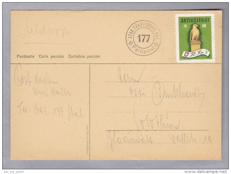 Schweiz Soldatenmarken II W.K. 1940 KARTE  "FL.KP.7" - Dokumente