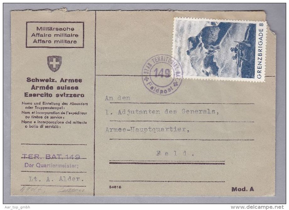 Schweiz Soldatenmarken II W.K. Brief  "Grenzbrigade 8" - Dokumente