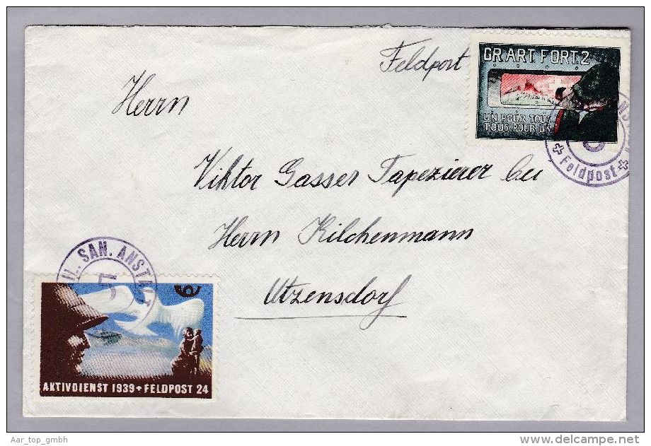 Schweiz Soldatenmarken II W.K. Brief  "GR.ART.FORT.2" - Dokumente