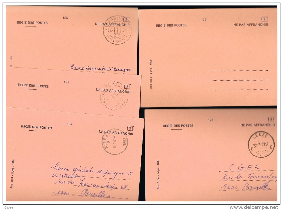 B013 - 5 Cartes 125 Françaises (1 Neuve, 4 Oblitérées) - Avis Changement Adresse