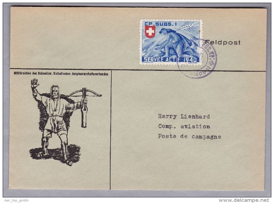 Schweiz Soldatenmarken II W.K. Brief 1940  "CP.SUBS.I" - Dokumente
