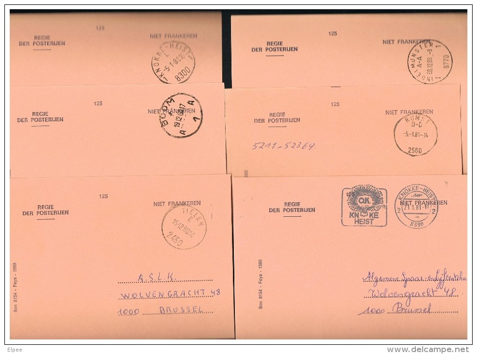 B019 - 6 Cartes 125 Néerlandaises Oblitérées - Avis Changement Adresse