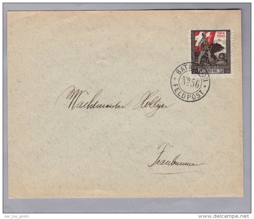 Schweiz Soldatenmarken I W.K. 1914/6 Brief  "FELDBTTTR.22" - Dokumente