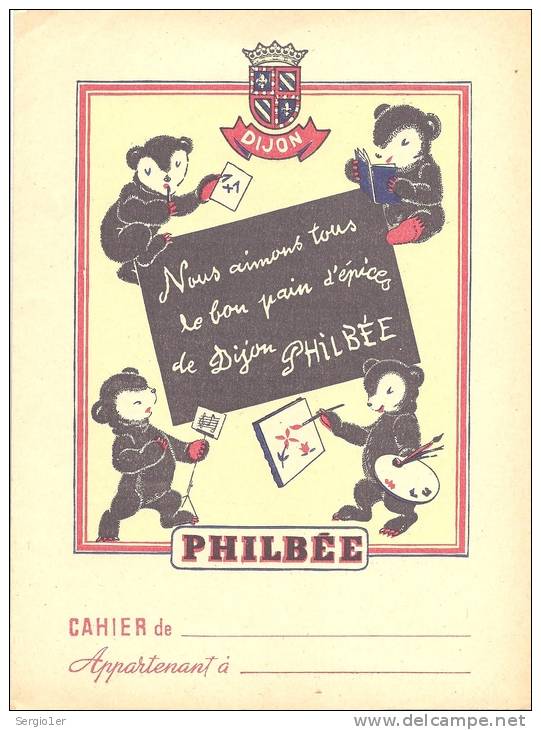 Protege Cahier Illustré Philbée Pain D´épices De Dijon Ourson - Pain D'épices
