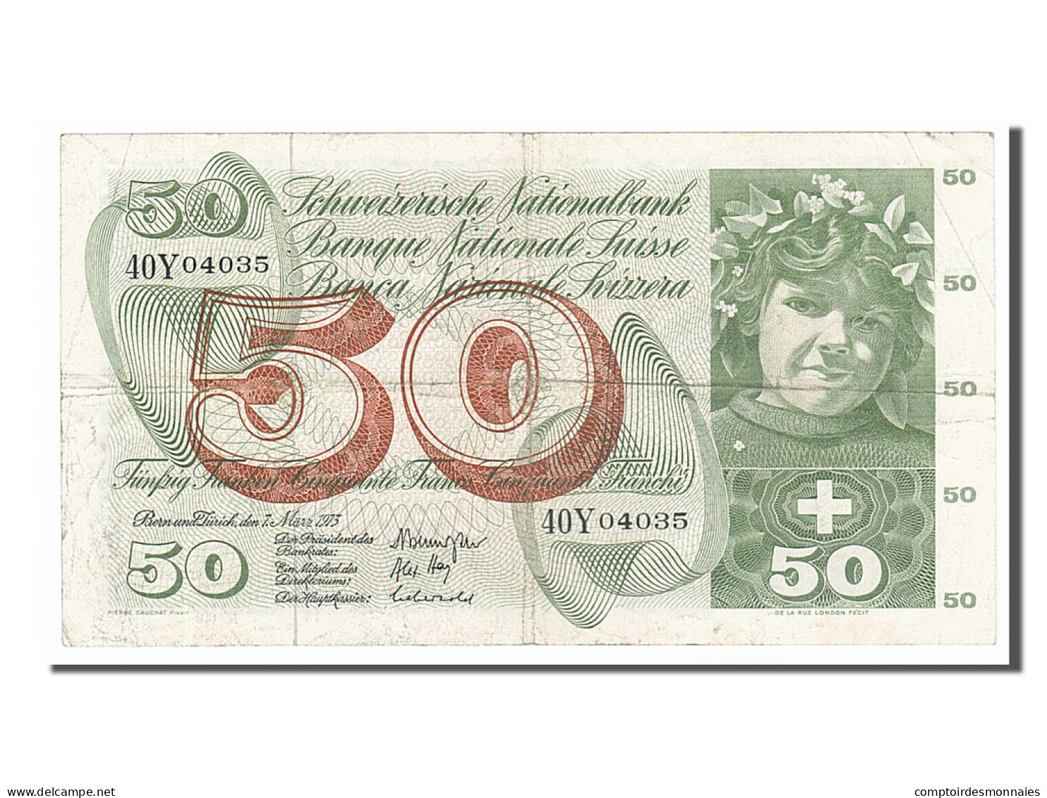 Billet, Suisse, 50 Franken, 1973, 1973-03-07, TTB - Switzerland