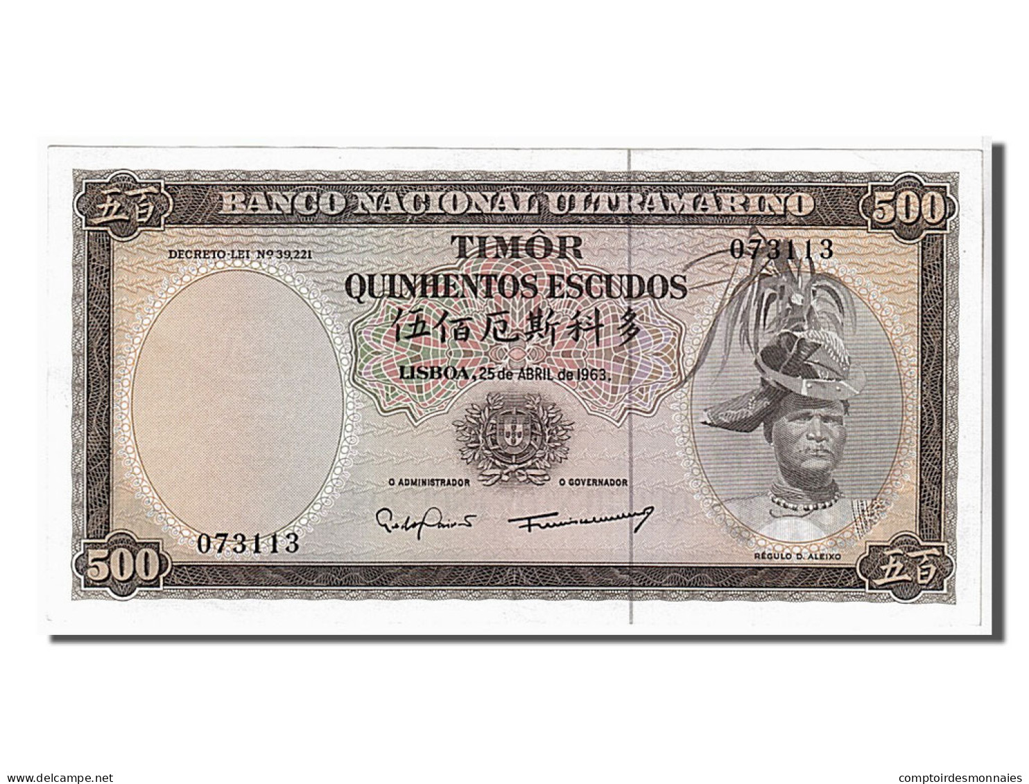 Billet, Timor, 500 Escudos, 1963, KM:29a, SUP - Autres - Asie