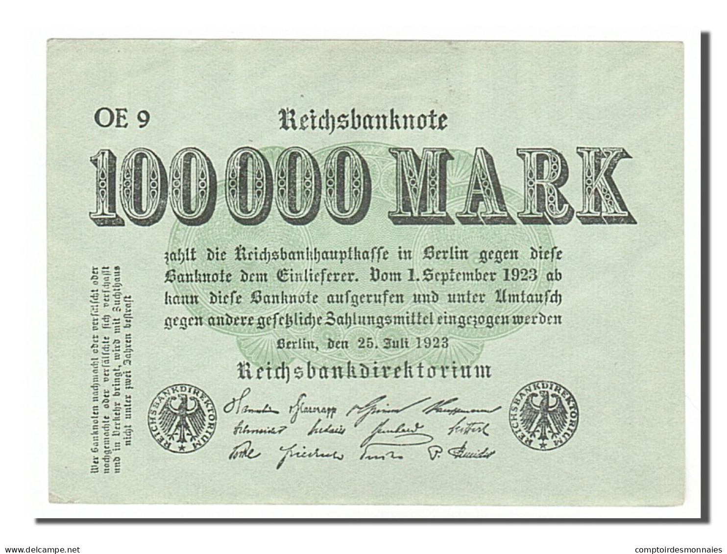 Billet, Allemagne, 100,000 Mark, 1923, 1923-07-25, SPL - 100000 Mark