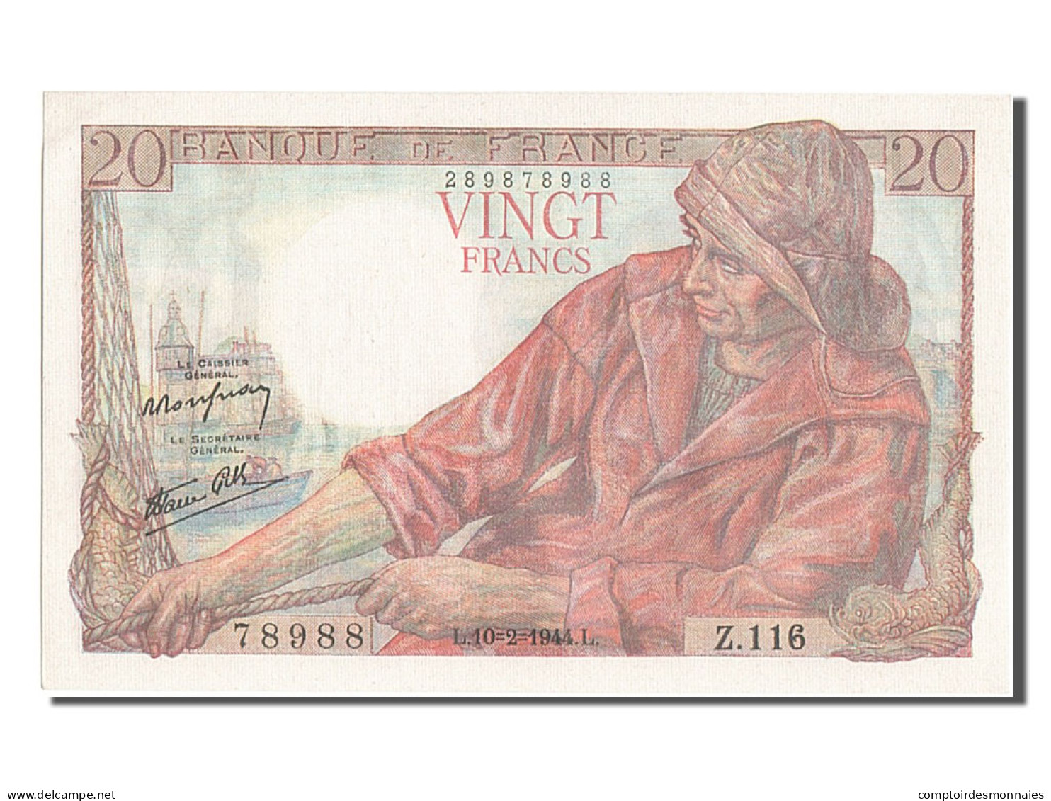 Billet, France, 20 Francs, 20 F 1942-1950 ''Pêcheur'', 1944, 1944-02-10, NEUF - 20 F 1942-1950 ''Pêcheur''