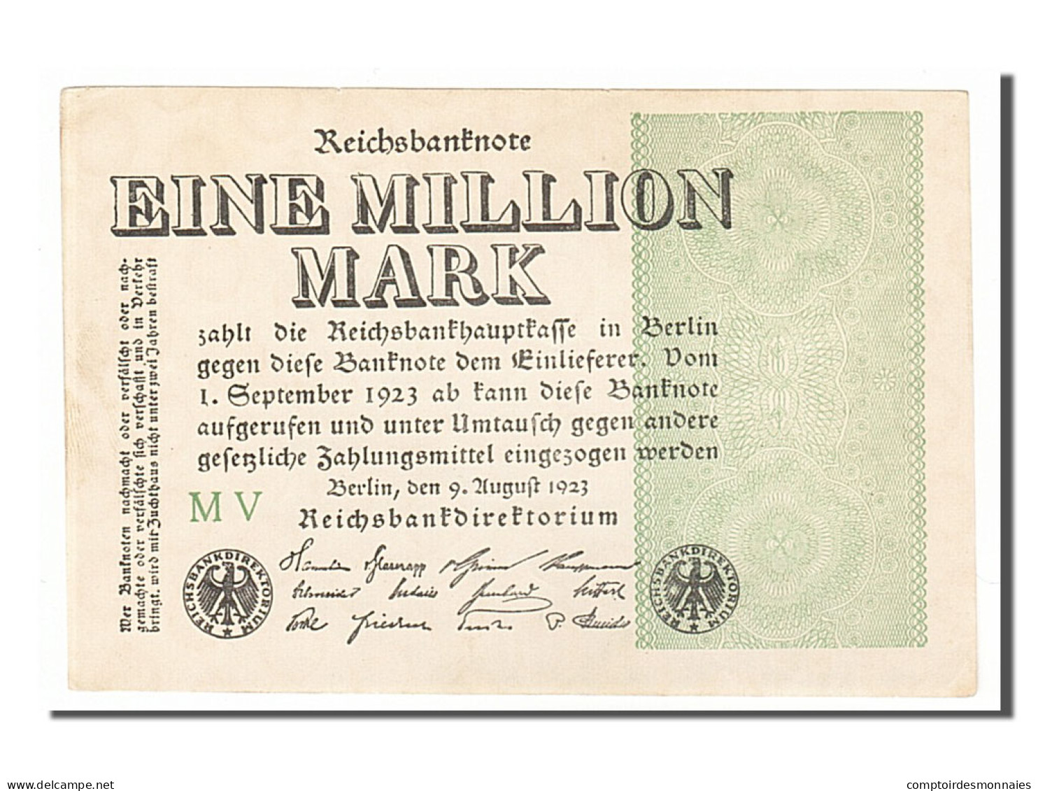 Billet, Allemagne, 1 Million Mark, 1923, 1923-08-09, SPL - 1 Miljoen Mark