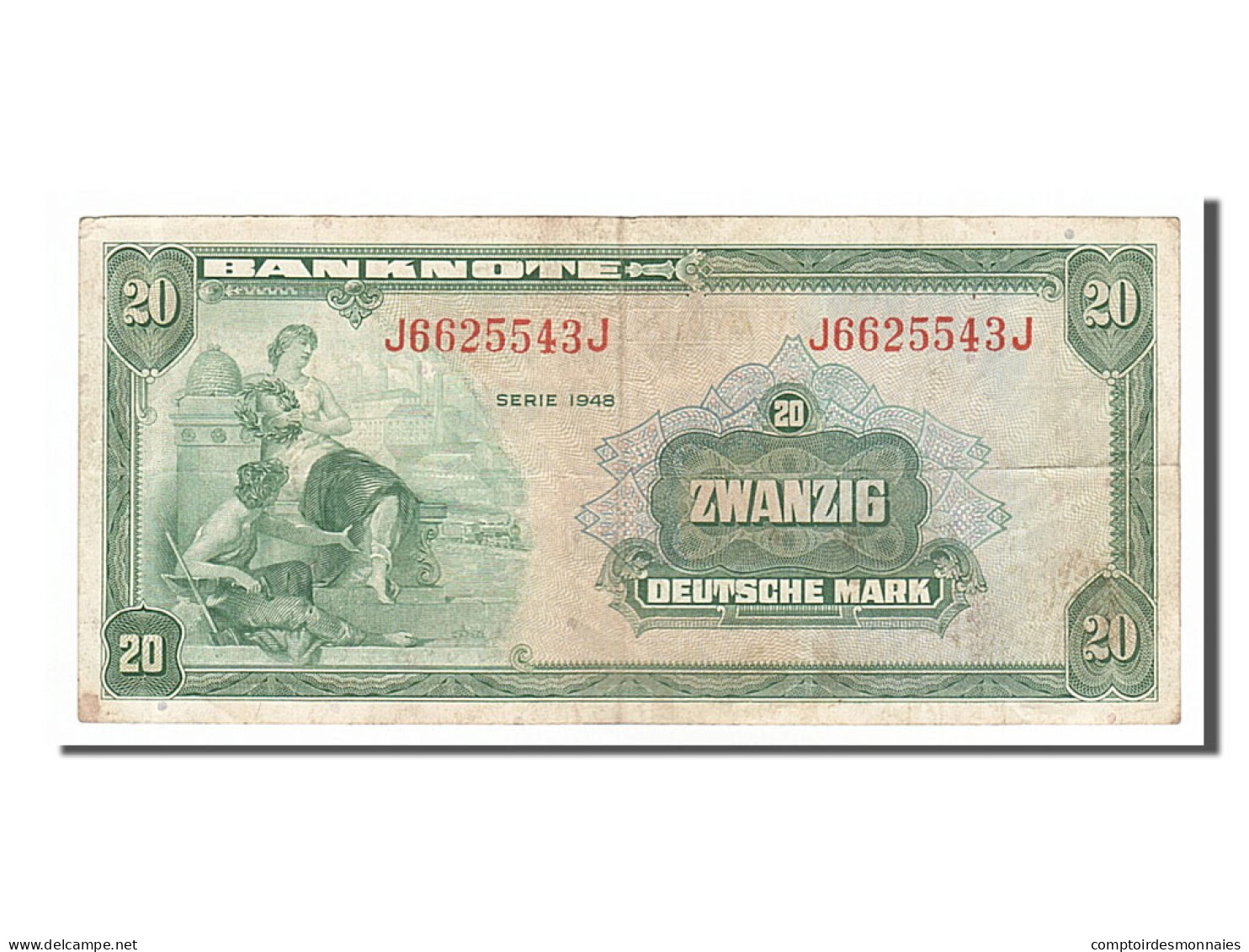 Billet, République Fédérale Allemande, 20 Deutsche Mark, 1948, TTB - 20 Mark