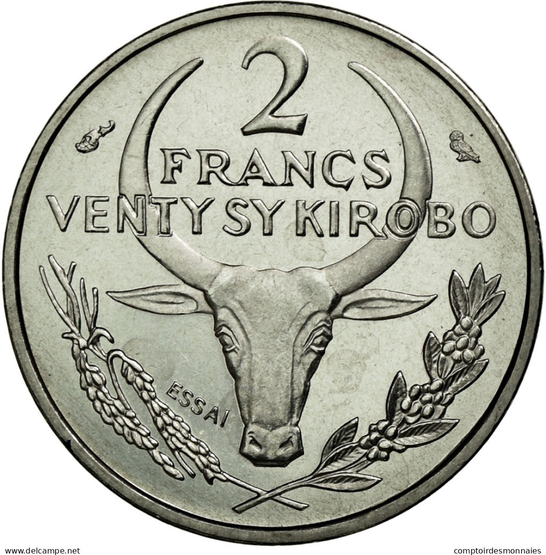 Monnaie, Madagascar, 2 Francs, 1965, Paris, FDC, Stainless Steel - Madagascar