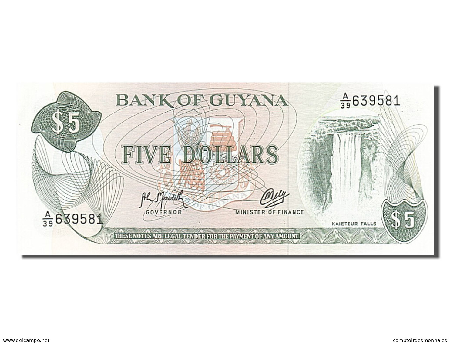 Billet, Guyana, 5 Dollars, 1966, NEUF - Guyana